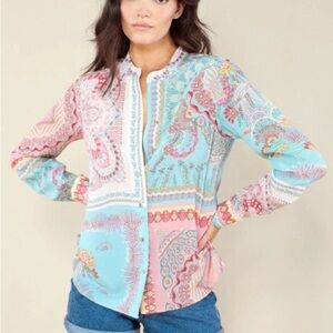 HALE BOB S ADELE SILK CREPE DE CHINE BLOUSE 1YAZ2076 TEAL - medium